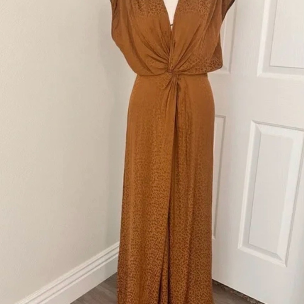 YFB Young Fabulous Broke Sleeveless Deep Vneck Twist Cheetah Print Maxi Dress M